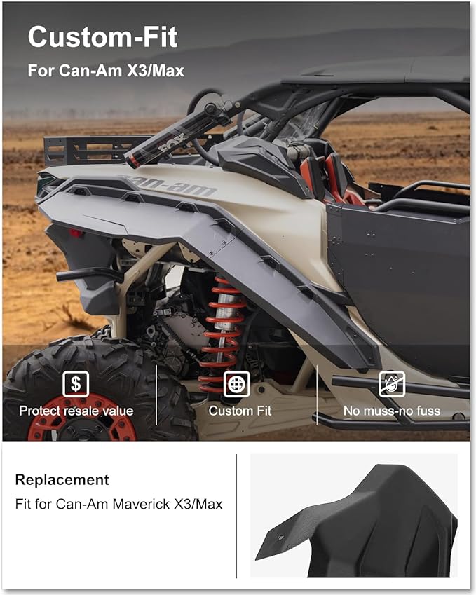KIWI MASTER Rear Cage Trim Covers for 2017-2026 Can-Am Maverick X3/ Max Accessories, OEM Replacement # 705010335 705010336, Black, Pair
