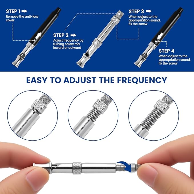 2 Pack Dog Whistle - Dog Whistle to Stop Barking Neighbor's Dog & Long Range Recall, Adjustable Ultrasonic Silent Dog Whistle with Lanyard for Training Recall, Professional Obedience (Black & White)