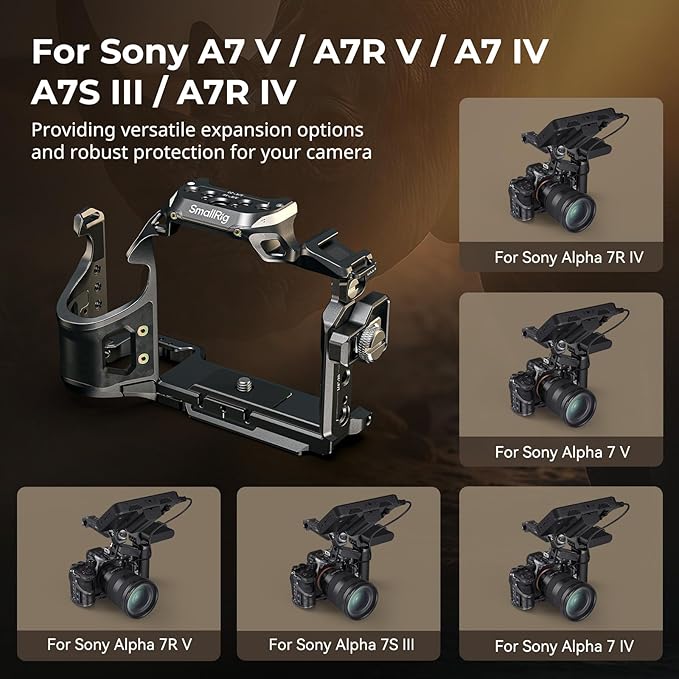 SmallRig A7 V / A7R V / A7 IV Rhinoceros Cage for Sony Alpha 7 V/Alpha 7R V/Alpha 7 IV/Alpha 7S III/Alpha 7R IV, New Sleek & Streamlined Design