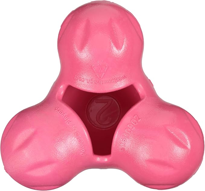 WEST PAW Zogoflex Tux Treat Dispensing Dog Chew Toy – Interactive Chewing Toy for Dogs – Dog Games for Aggressive Chewers, Fetch, Catch – Holds Kibble, Treats, Large 5", Geranium