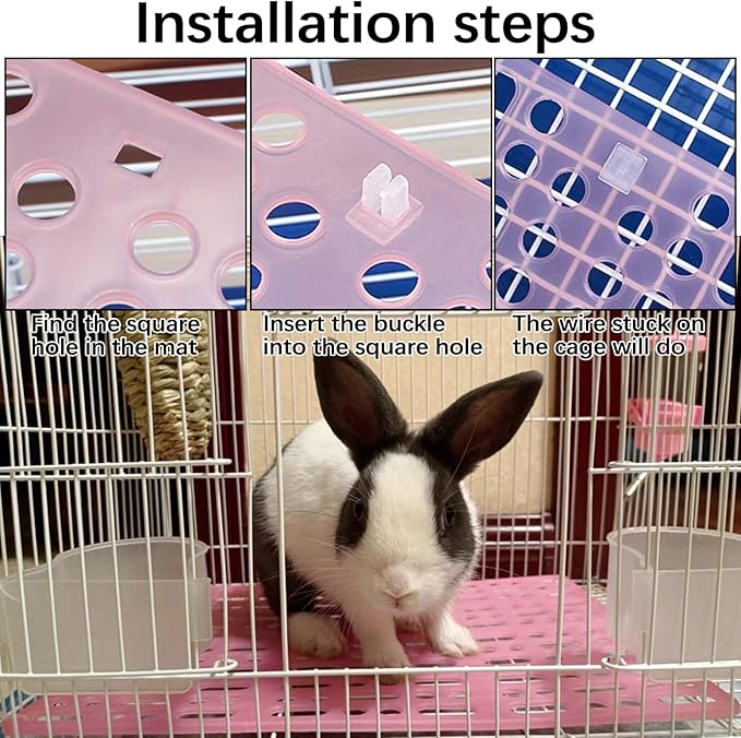 kathson 8 Pcs Rabbit Feet Pad Plastic Bunny Cage Floor Mat Foot Resting Hole Leak Water Nest Mat Pet for Small Animal Hamster Rat Chinchilla Guinea Pig Cats Dogs (Pink)