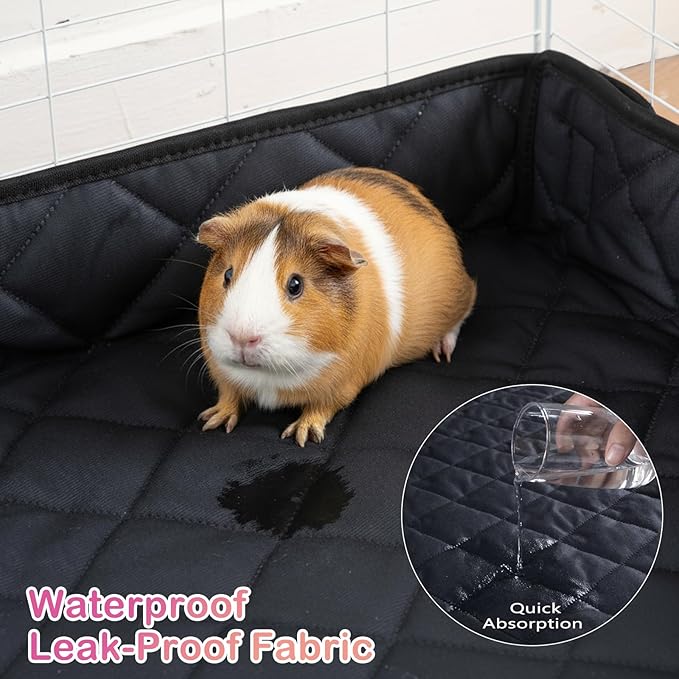 FunFurry Quilted Guinea Pig Cage Liner, Reversible & Absorbent Bottom Base, Cage Liners for Small Animals, Hamster Chinchilla Hedgehog Ferret Rabbit. (Dark Grey-Quilted, 24" X 36")