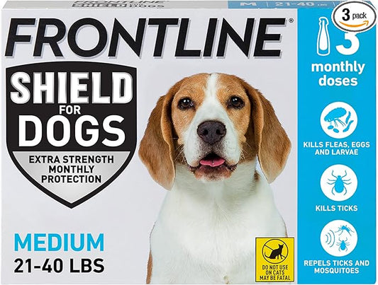 FRONTLINE Shield Flea & Tick Treatment for Medium Dogs 21-40 lbs. Count of 3
