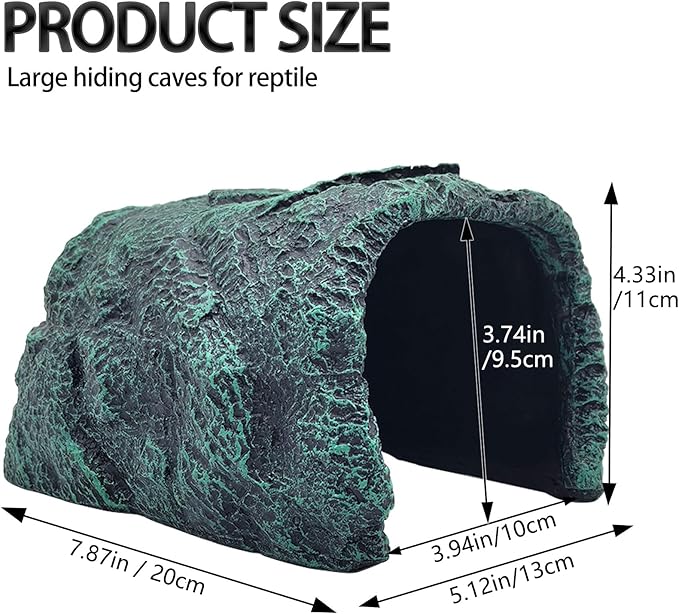 BNOSDM Large Reptile Hideout, Tortoise Hide, Bearded Dragon Hideout Cave Shelter, Resin Turtle Basking Platform, Reptiles Habitat Decor Tank Accessories for Lizards Geckos Snakes Chameleons Frogs