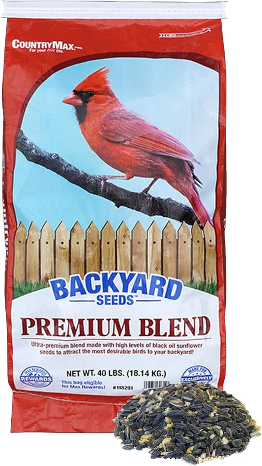 Backyard Seeds Premium Bird Seed 40lbs - Supreme Wild Bird Food Blend for Outside Feeders, Large Bulk Bag of Wild Bird Food