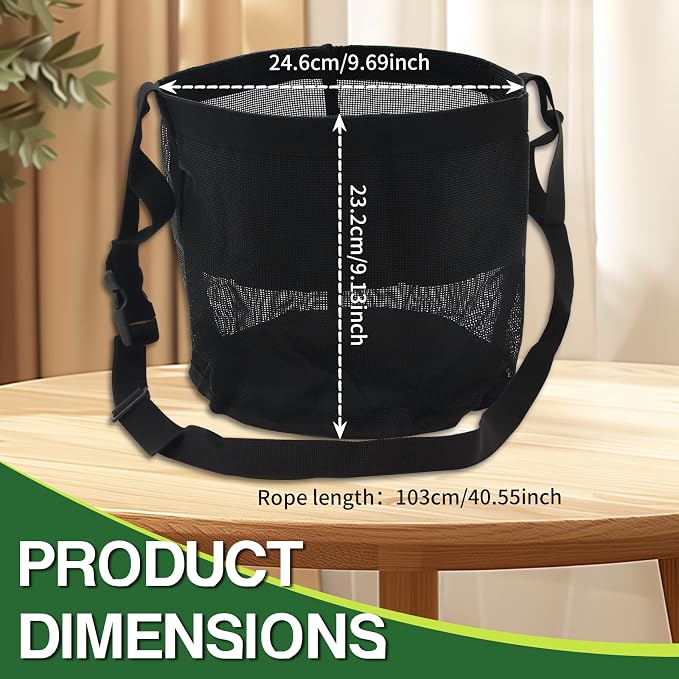 Horse Feed Bag 2 Pack-Grain Feeder Reinforced Bottom Mesh Feeding Troughs | Waterproof Oxford, Adjustable Neck & Nose Pad Breathable Mesh Muzzle Feed Bag for Grain Supplements, Trail Riding & Camping