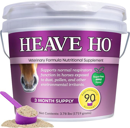 HEAVE HO Equine Respiratory Support Supplement for Horses, Supports Normal Lung & Immune Function, Sugar Free Apple Flavor, 90 Servings