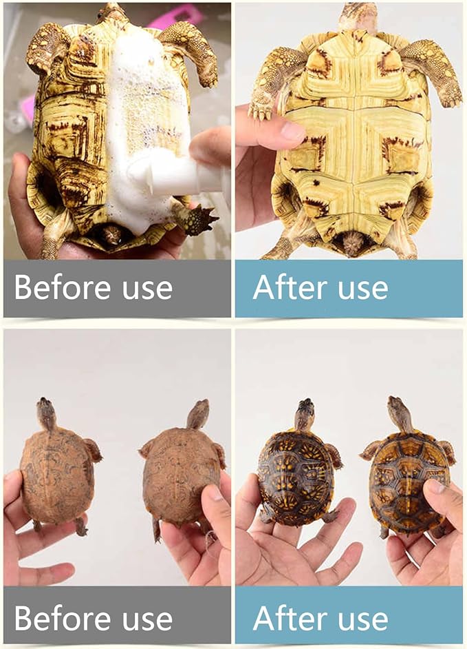 Reptile Cleaner - Turtle Habitat Cleaning Product, Turtle Care Shell Treatmeent | Reptile Shell Spray 120ml Tortoise Cleaner Safe Tortoise with Soft Brush Head for Easy Cleaning