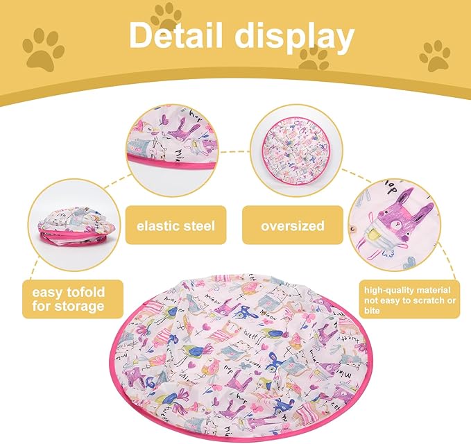 Cat Toy Mat with Moving Toy Under,Remote Control Hide and Seek Rechargeable,Interactive Cat toys Play Mat Rolling Ball Indoor Exercise for Bored and Overweight Cat and Small Dog Entertainment Pink