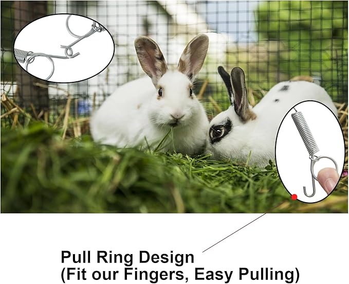 40Pcs Spring Cat Door Latch and Catches, Multi-Functional Pet Door Spring Latch Hook Wire Cage Clips, One-Handed Fixing Pet Rabbit Cage Wire for Rabbit Dog Cat Parrot Guinea Pig Squirrel Cages