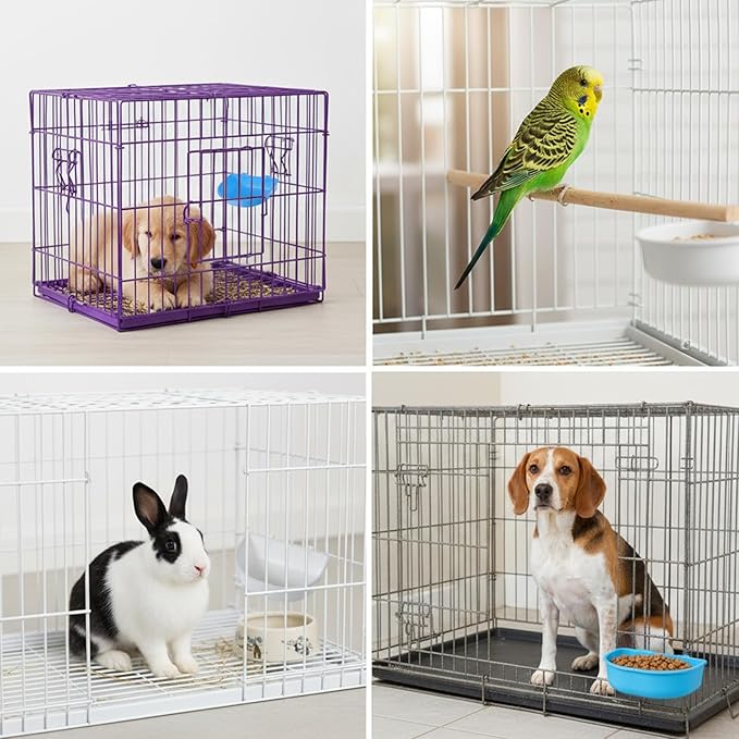 2 Pcs Rabbit Food Bowl, Guinea Pig Food Dish Bird Feeding Dish Crate Bowls for Bunny Hutch Hamster Puppy Dog Crate Guinea Pig Ferret Chinchilla