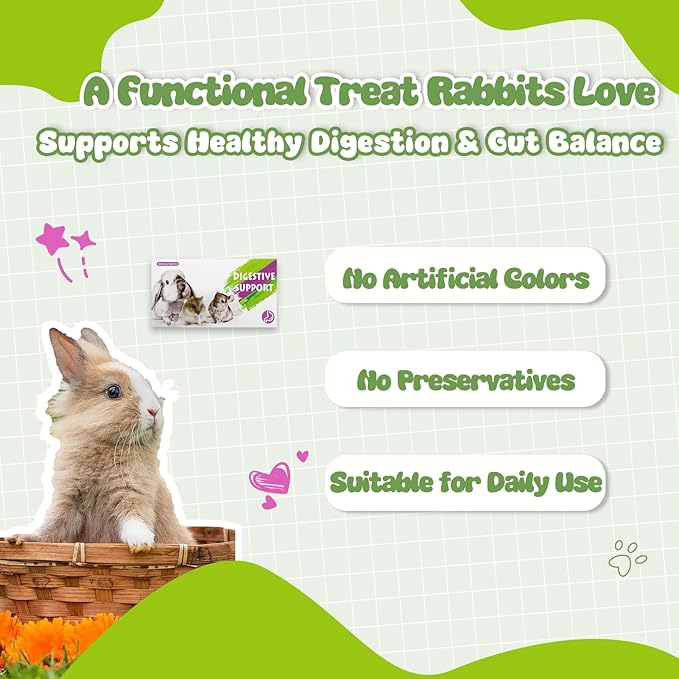 Rabbit Digestive Treats – High Fiber Herbal Capsules with Probiotics, Supports Gut Health & Regular Digestion, for Rabbits & Guinea Pigs, 36 Capsules