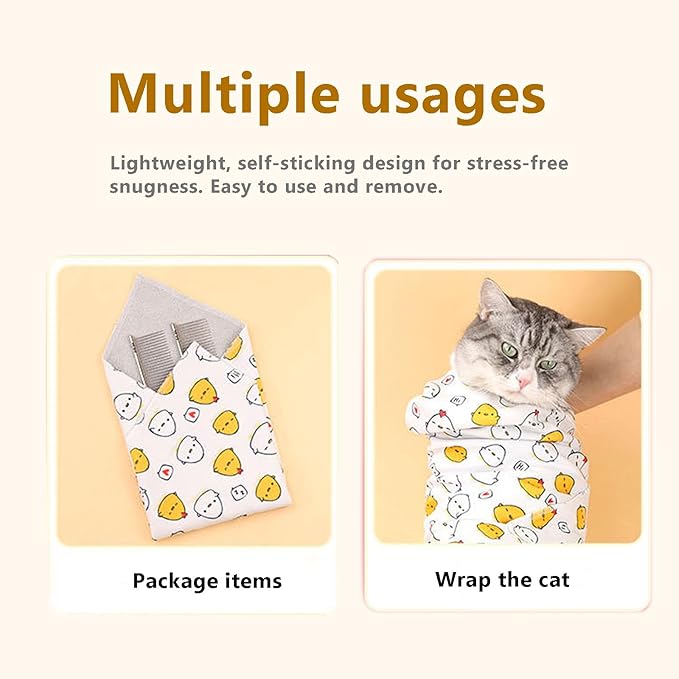 21.7'' Cat Grooming Wrap for Cutting Nails - Escape Proof Cats Restraint Wrap for Nail Clipping,Kitten Swaddle Wrap,Anti-Scratch & Anti-Bite,Easy Clipping & Care Pet Tool(M (up to 6 lbs)