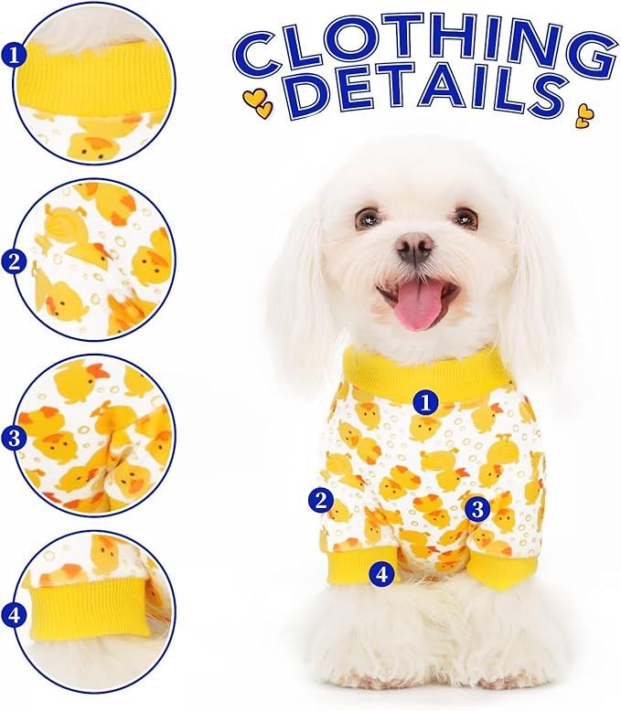 Paiaite Dog Pajamas Onesie: Comfortable Four-Legged Apparel for Small, Medium, & Large Dogs, Polyester Material for Comfort, Wrinkle Resistance, Moisture Wicking, Stretchiness Cartoon Duck XL