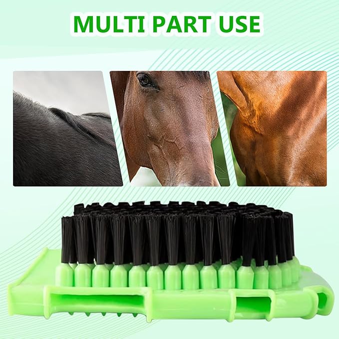 La La Pet Rubber Brush Scraper for Horse Care Double-Sided Animal Grooming Mitt Handheld Glove Brush Professional Horse Bathing Tools