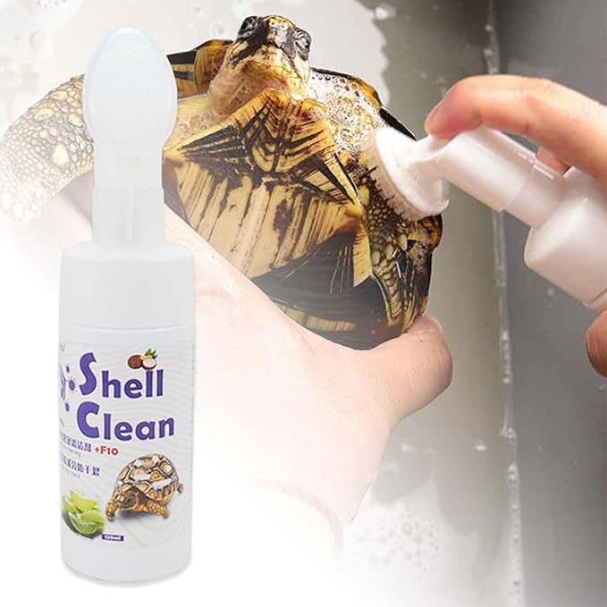 Reptile Cleaner - Turtle Habitat Cleaning Product, Turtle Care Shell Treatmeent | Reptile Shell Spray 120ml Tortoise Cleaner Safe Tortoise with Soft Brush Head for Easy Cleaning