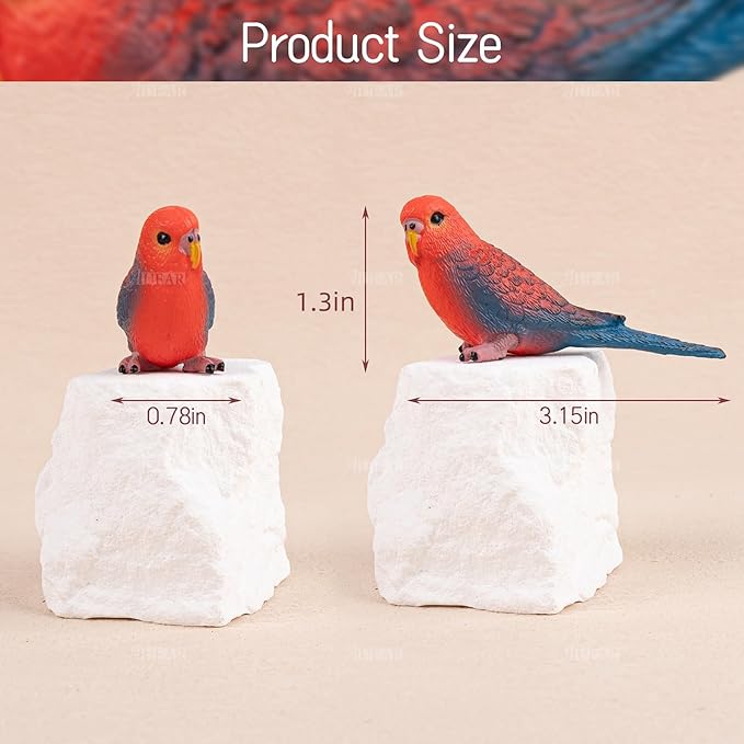 AUEAR, 4 Pack Bird Decorative Figurines Mini Fake Parrot Ornaments Parakeet Model for Home Garden Decoration