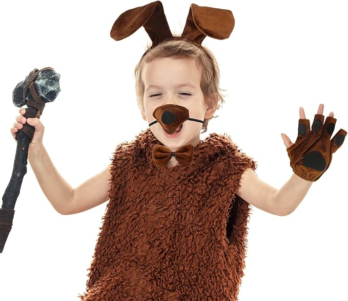 Syhood Puppy Dog Costume Set Ears Headband Bowtie Nose Tail Paw Gloves Accessories for Carnival