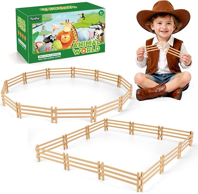 24PCS Farm Animal Toys Corral Fence for Kids Age 3-5 5-7 4-8 Years Olds Boys Girls, Educational Farm Animal Cake Toppers for Toddlers 3 4 5 6 7 8 9 10