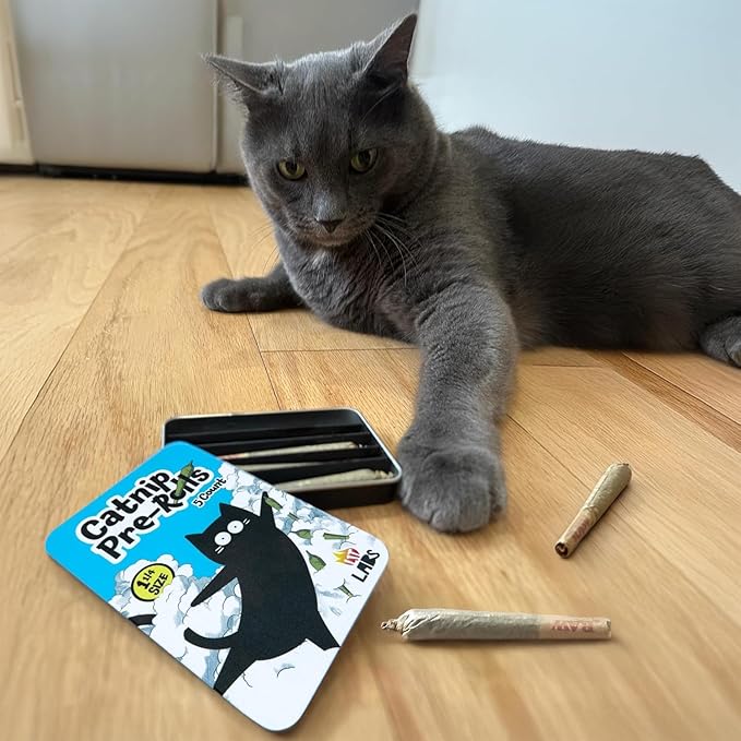 LIT LABS Catnip Toy - 10 Organic Pre-Roll Joints for Extra Purr - Funny Cat Toy for Indoor Cats with Existential Dread