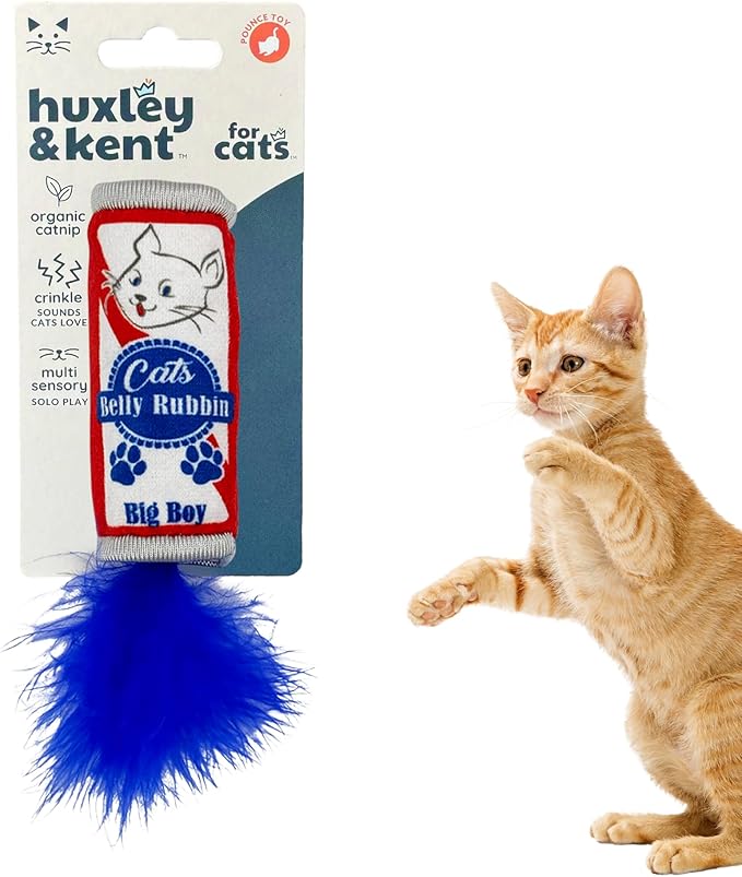 Huxley & Kent Plush Cat Toy - Interactive Catnip Toy for Cats & Kittens - Soft Kitty Toy with Crinkle & Catnip - Fun Indoor Play Toy - Belly Rubbin