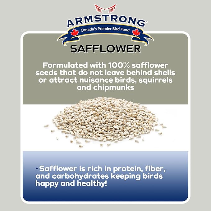 Armstrong Wild Bird Food Safflower Bird Seed, 20 Pounds (Pack of 2) - for Northern Cardinals, Rose-Breasted Grosbeaks and Black-Capped Chickadees - Ideal for Outside Feeders
