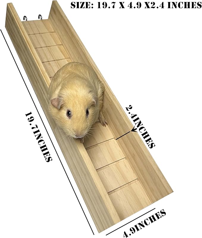 Guinea Pig Cage Bridge, Small Animal Wooden Ladder Ramp, Guinea Pig Cage Accessories Second Floor Link Bridge for Guinea Pigs, Ferrets, Hamsters (50CM/19.6IN)