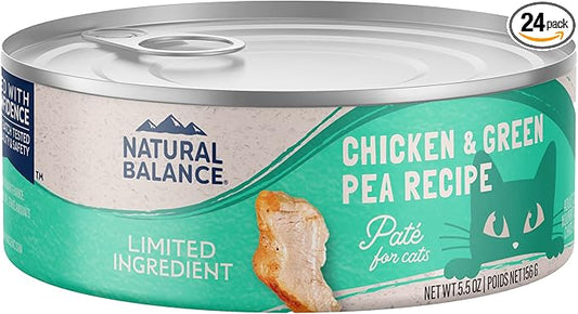 Natural Balance Limited Ingredient Adult Grain-Free Wet Canned Cat Food, Chicken & Green Pea Recipe, 5.5 Ounce (Pack of 24)