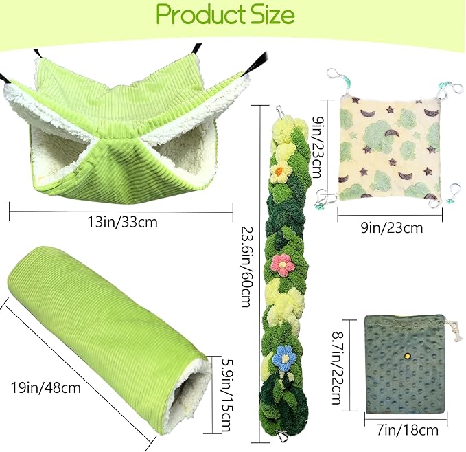 Hamiledyi Ferret Hammock 5 Pack Sugar Glider Climbing Ropes Toys Rat Hanging Tunnel Hammock Swing Squirrel Hideout Bed Cage Accessories for Hamster Mouse Small Animals