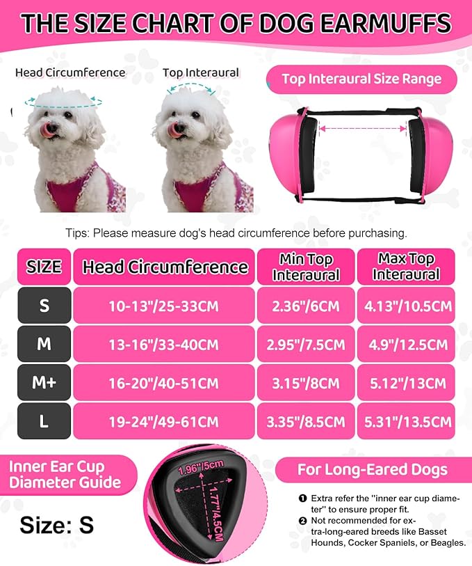 ZOHAN DG02 Upgraded Dog Ear Muffs Noise Protection - Dog Headphones Noise Cancelling with No Plastic for Fireworks, Thunder