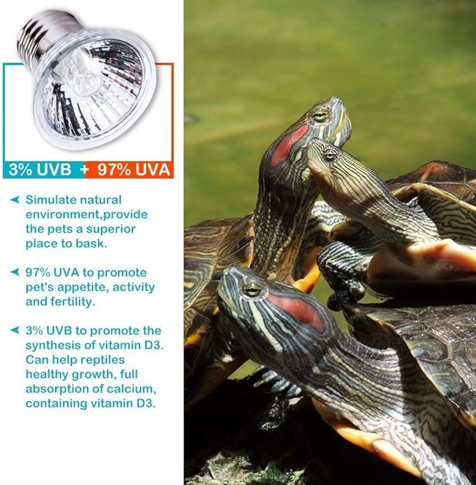 JKLcom UVA UVB Reptile Light 50W UVA + UVB Full Spectrum Sun Lamp UV Heating Lamp for Turtle Aquarium Aquatic Reptile Lizard,E27/E26 Base,110V,50W,Pack of 6