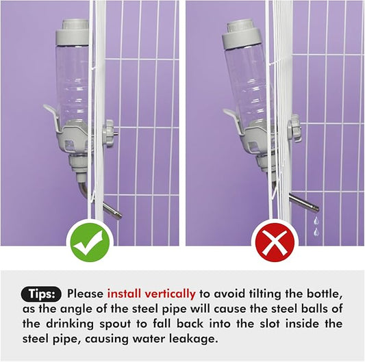 Vannon Dog Water Dispenser for Cage, 20oz Auto Feeding Crate Water Bottle for Dogs, Cats & Rabbits, Pet Nozzle Diameter: 12mm, BPA Free, Grey