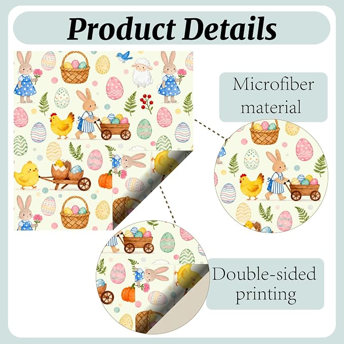 CREATCABIN 6Pcs Easter Glasses Cleaning Cloth Microfiber Cleaning Cloths Rabbit Egg Glasses Cleaner Wipes Soft Microfiber Reusable for Easter Eyeglasses Camera Lens Laptops Screens Phone 6 x 6 Inch