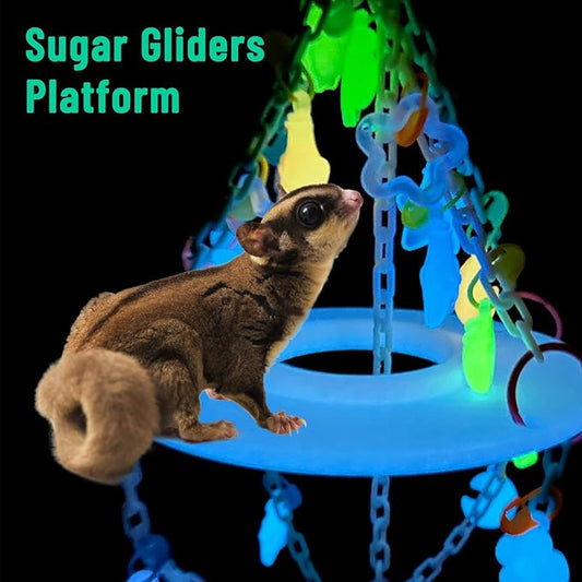 c,Glow in The Dark Sugar Glider Planet Moon Space Platform Toy,SugarGlider Hanging Climbing Toys,Sugar Glider Hamster Rats Toys,for Climbing,Exercising,Sugar Glider Cage Accessories
