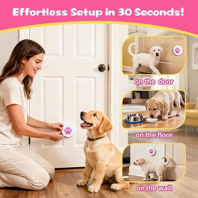 ChunHee Dog Bells to Go Outside - Bell for Dogs to Ring to Go Potty | Chew-Proof Dog Door Bell | 0-115dB Adjustable Volume & 28 Ringtones | Bells for Dog Training to Go Outside Without Barking