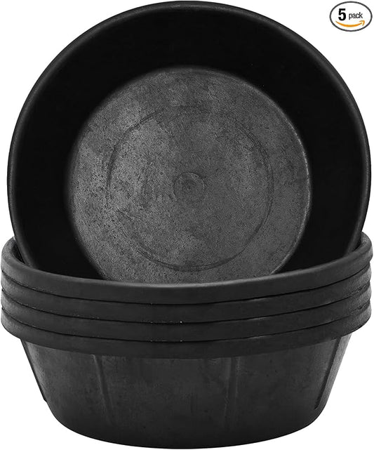 Sadnyy 5 Pcs 8 Quart/ 2 Gallon Rubber Feeder Pan, Rubber Feed Pan Utility Horse Feed Bucket Dog Bowl Horse Feeder for Cats Dogs Goats Chicken Dust Bath Container Animal Feeding, 14.57 x 4.5 inches