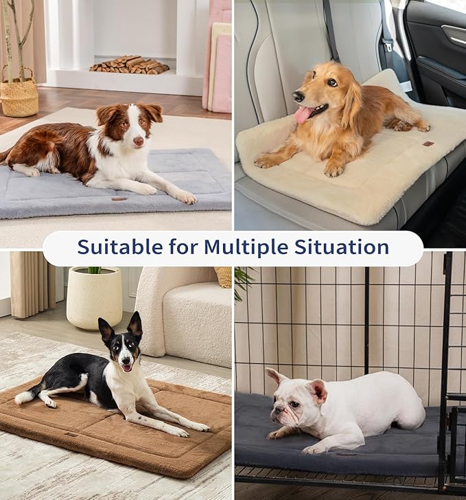 MADE 4 PETS Dog Crate Pad Bed for Small Dogs, Washable & Reversible, Anti-Slip Kennel Mat for Cozy Sleeping, Soft Fluffy Dog Bed for Indoor & Outdoor Use, 24"x18", Gray