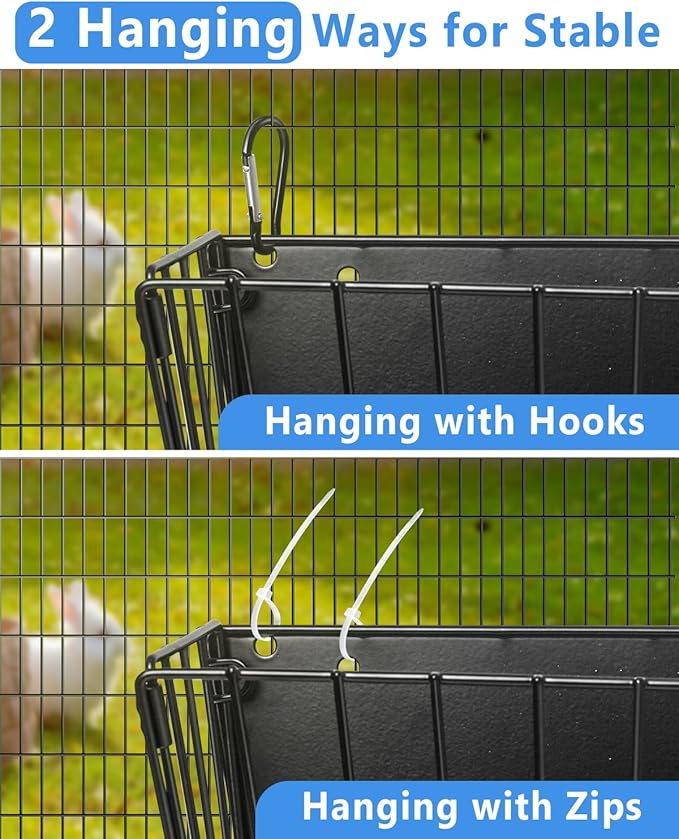 Rabbit Hay Feeder - Guinea Pig Hay Feeder - X-Large Metal Frame Bunny Hay Holder, 9.7x4.7x6.6 inch Guinea Pig Hay Holder for Bunny, Guinea Pigs, Chinchillas, Small Animals (2 Pack)