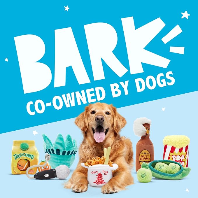 BarkBox Fresh Squeaked OJ Dog Toy – 2-in-1 Plush Toy with Crinkle Carton & Squeaky Tennis Balls – Interactive Fetch & Treat-Hiding Toy for Medium Dogs
