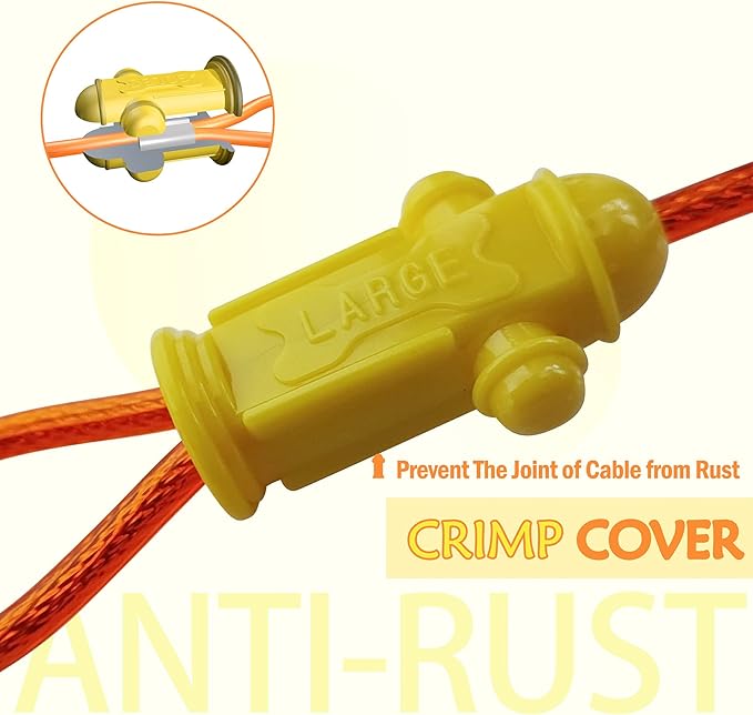 Petest Reflective Tie Out Cable with Crimp Cover for Large Dogs Up to 90 Pounds, 40 Feet