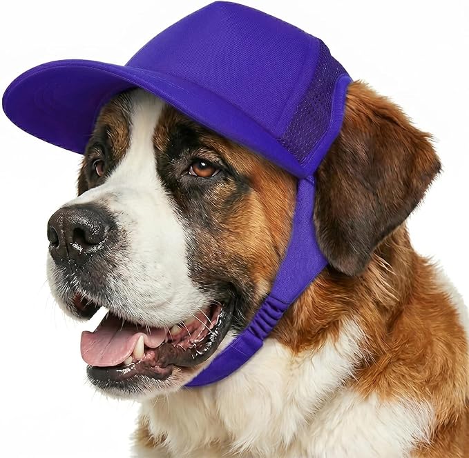 Tuff Pupper Dog Baseball Cap | UV Protection Dog Sun Hat | Breathable Lightweight Design | Secure Adjustable Chin Strap | Quick-Dry Fabric | Reinforced Brim | Small Medium Large Dogs (Purple, XXL)
