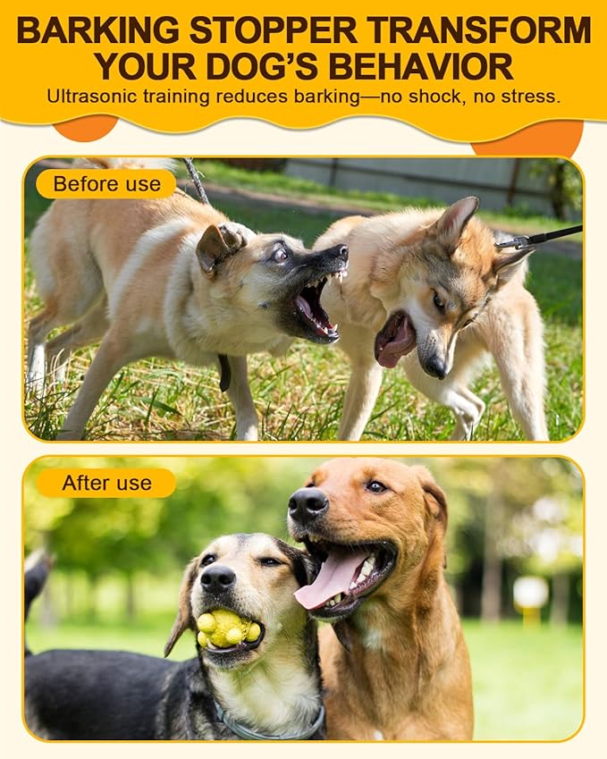 Anti Barking Device for Dogs, Rechargeable Ultrasonic Bark Box with 3 Modes, Dog Bark Deterrent Device Up to 35Ft Range, Dog Barking Silencer for Indoor and Outdoor Use (White)
