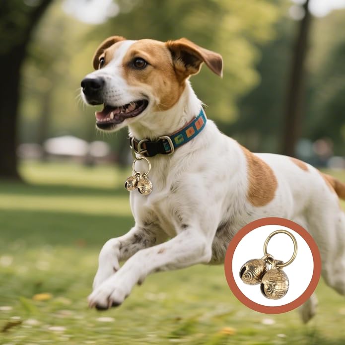 Styquenzer Copper Bell for Dog Collar, 4 PCS Brass Dog Bells Extra Loud Collar Bell for Pet Tracking Anti Lost Training Pets Pendant Accessories Anti Theft Bells for Little Dogs & Cats