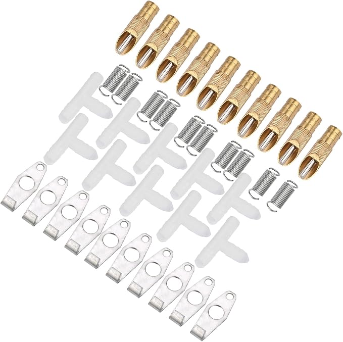Fydun 10pcs Set Pet Water Feeder, Stainless Steel Automatic Nipple Waterer Poultry Fountains & Waterers for Bunny Rat Rabbit Ferrets (Duckbilly White)