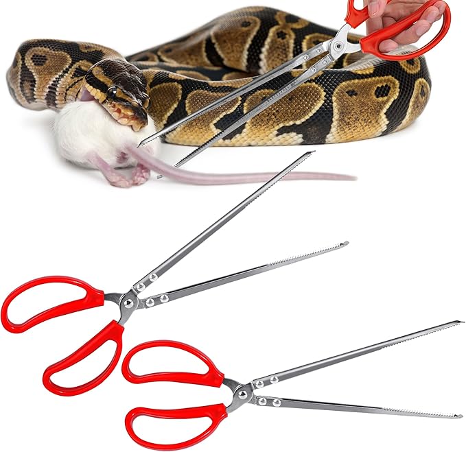 Vodolo Snake Feeding Tongs,2PCS 15 Inch Reptile Feeding Tongs,Extra Long Large Tweezers for Corn Ball Python Accessories,Bearded Dragon Reptile Gecko Tank Accessories Terrarium Supplies