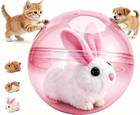 2026 New Self-Rolling Interactive Cat Ball, Realistic Animal Automatic Moving Toy, 360° Spin Chasing Ball for Cats & Dogs(Pink)