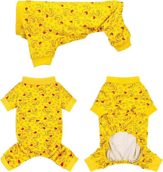 Paiaite Dog Pajamas Onesie: Comfortable Four-Legged Apparel for Small, Medium, & Large Dogs, Polyester Material for Comfort, Wrinkle Resistance, Moisture Wicking, Stretchiness Rotating Duck M