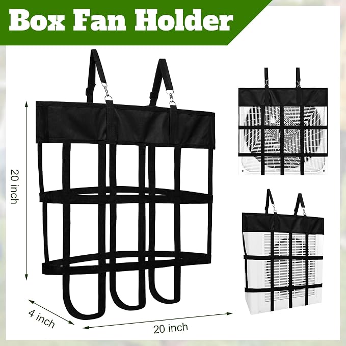 Tessco for you 1 Pcs Box Fan Holder Horse Stall Classic Fan Bag Hanging Web Holder Nylon Box Hay Bag Horse Accessories (Black)