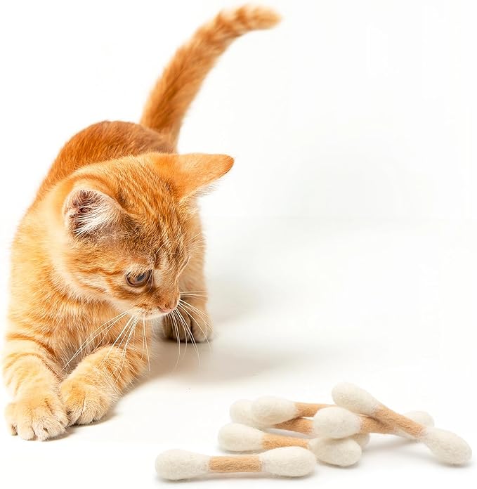 Glaciart One MINI Swabs Cat Toys with Catnip - 6 Pk | Durable for Chew, Cute Cat Toys Interactive Kitty for Boredom, Exercise, & Play | Filled w/Organic Catnip for Anxiety & as Digestive Aid