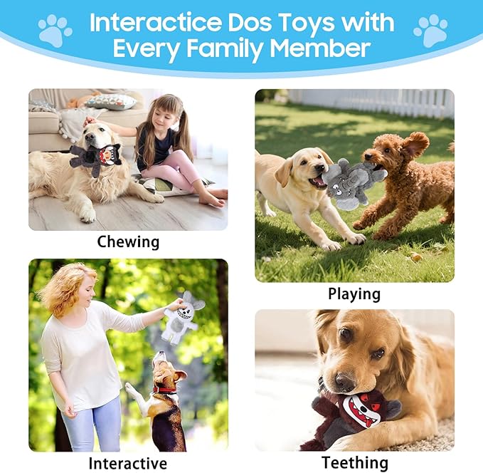 Bzonsmart 5-Pack Dog Squeaky Toys. Tough Plush Crinkle Toys for Small Medium Large Dogs. Interactive Dog Toys to Keep Them Busy. Soft chew Toys for All Dogs and Teething Playing Training